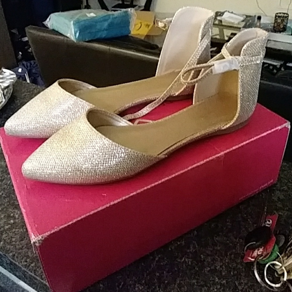 Shimmery gold flats